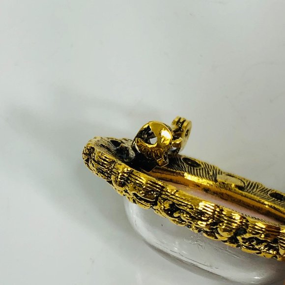 Vintage Bubble Brooch Pressed Flowers Antique Gold - Picture 4 of 9